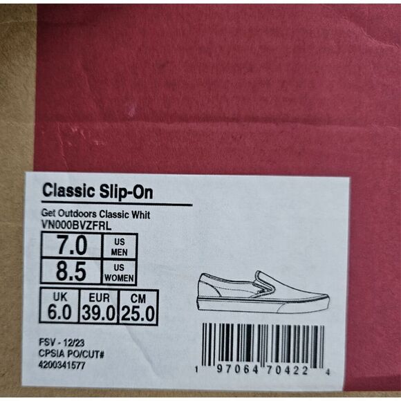 vans classic slip on get outdoors classic white women size 7/8.5 - Picture 7 of 8